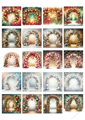Watercolor Christmas Arch Kit – Festive Ornaments & Lights