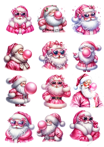 Cute & Funny Santa Claus in Pink Candy Outfit – Watercolor Illustration