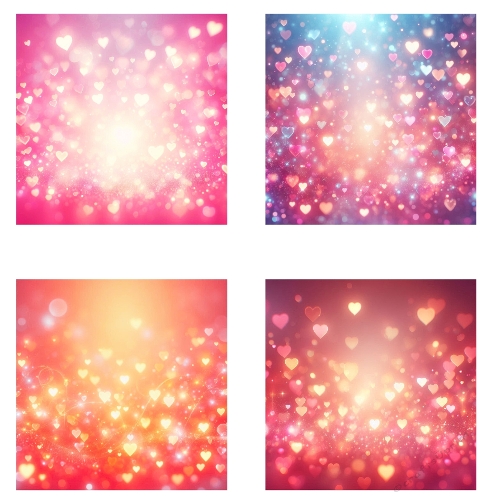 Romantic Watercolor Heart Bokeh Background