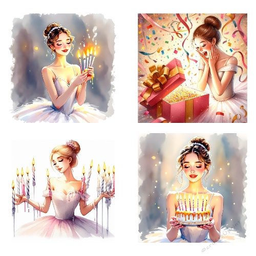 Ethereal Watercolor Ballerina with Candles
