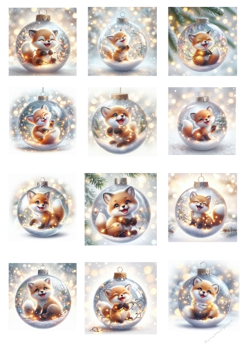 Cute Christmas Fox in Snow Globe Ornament