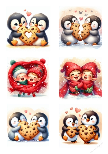 Valentine Penguins and Elves – Adorable Watercolor Love Collection for Cards, Crafts & Gifts