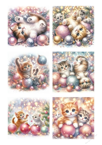 Whimsical Kitten Dreams – Adorable Pastel Cat Illustrations in a Magical Fantasy Style