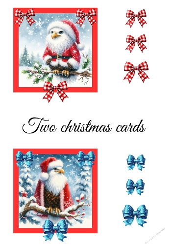 Christmas Owl Cards – Festive 3D Ribbon Owl Designs with Santa Hat & Wintry Background