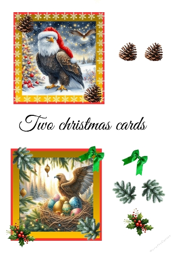 3D Christmas Eagle Cards – Festive Bald Eagle with Nest, Ribbons & Holiday Decorations
