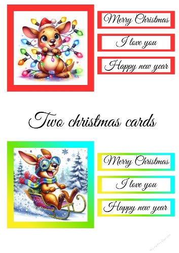 3D Christmas Kangaroo Cards – Festive Holiday Collage with Cute Kangaroo Designs