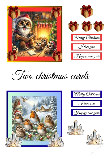 3D Christmas Owl & Bird Cards – Festive Holiday Scenes with Cozy and Winter Charm