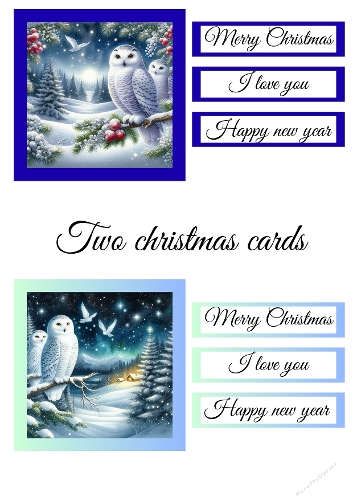 3D Christmas Cards – Cozy Owl by the Fireplace & Winter Birds in Snowy Landscape