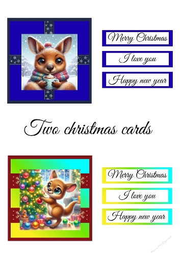 3D Christmas Kangaroo Cards – Festive Holiday Digital Illustrations with Cheerful Charm