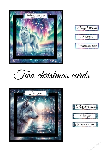 Expressive 3D Christmas Wolf Cards – Aurora Borealis & Moonlit Lake Designs