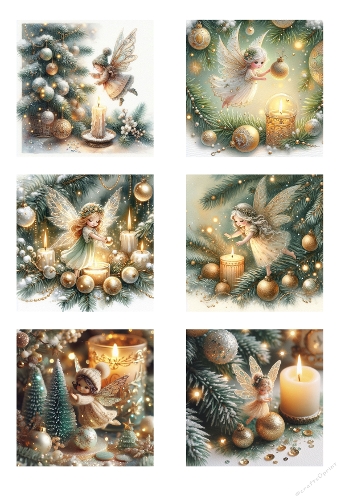 Watercolor Christmas Fairies – Enchanting Holiday Scenes with Candles, Ornaments, and Evergreen Branches