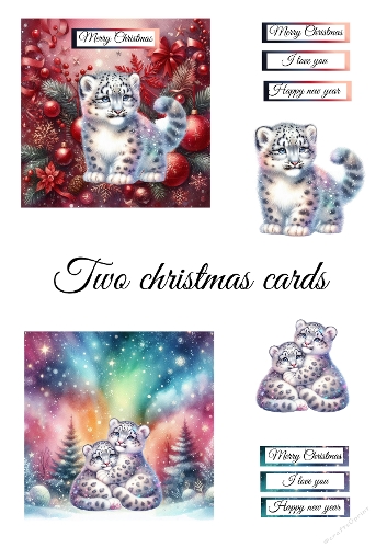Two Christmas Cards – Snow Leopard Edition