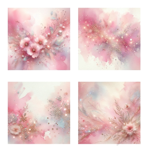 Fantasy Watercolor Backgrounds – Kit of 4 Magical Cardmaking Papers