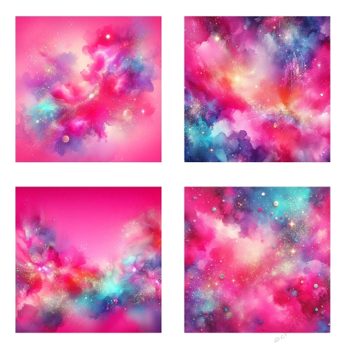 Cosmic Fantasy Backgrounds – Kit of 4 Nebula Digital Papers