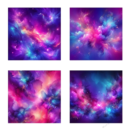 Cosmic Nebula Backgrounds – Kit of 4 Abstract Fantasy Digital Papers