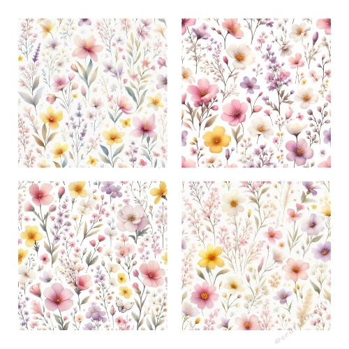 Floral Watercolor Backgrounds – Kit of 4 Elegant Digital Papers