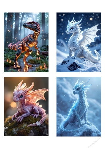 Dragon Clipart – 4 Elemental Fantasy Illustrations for Crafts