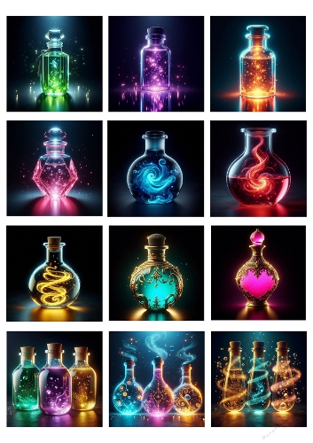 Fantasy Potion Bottles – 12 Magical Clipart Designs for Crafts
