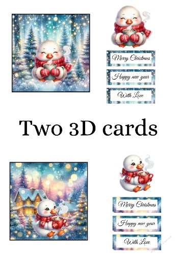 3D Snowman Cards – Festive Winter Scenes with Christmas and New Year Sentiments