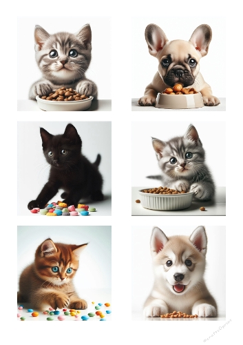 Kittens and Puppies Clipart – 6 Cute Pet Food Illustrations for Crafts