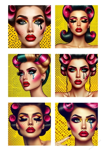 Pop Art Women Portraits – 6 Retro Comic Style Illustrations for Crafts