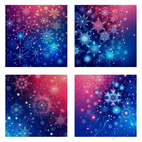 Winter Snowflake Backgrounds – 4 Magical Festive Designs for Crafts