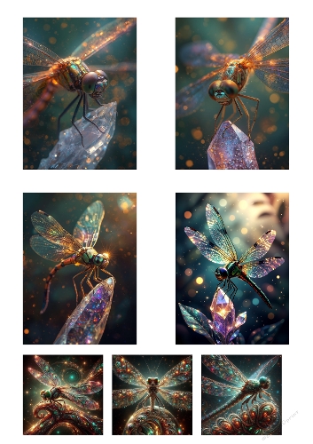 Dragonfly and Crystal Clipart – 9 Magical Fantasy Illustrations for Crafts