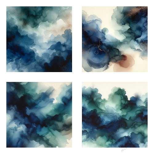 Watercolor Backgrounds – 4 Textured Cobalt and Indigo Designs for Crafts