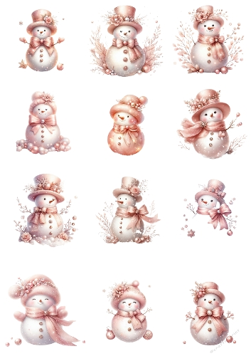 Watercolor Snowmen Collage – 12 Whimsical Winter Cardmaking Designs
