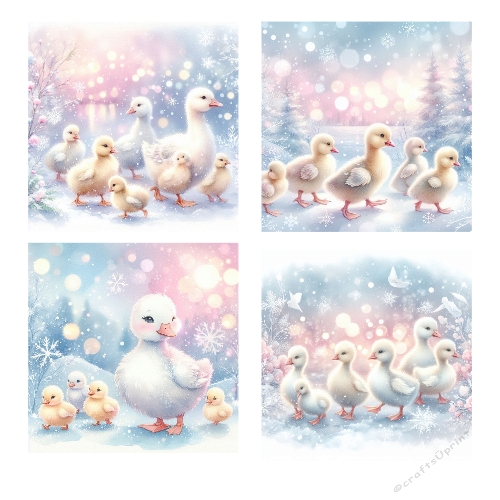 Whimsical Winter Ducks – Cute Ducklings in Snowy Wonderland