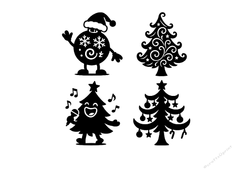 Christmas Die Cut Set – Festive Characters & Decorative Trees