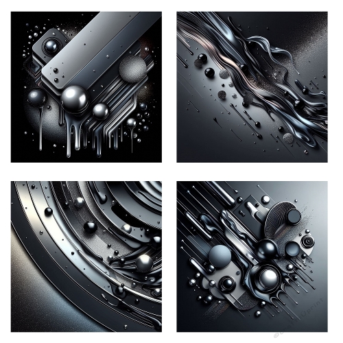Futuristic Metallic Background Set – Abstract Spheres, Geometry & Liquid Chrome