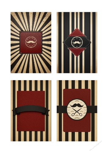 Vintage Barbershop Background Set – Mustache Labels & Retro Grooming Design