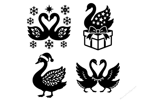 Festive Swan Cutting File Set – Christmas & Romantic Designs for Crafts