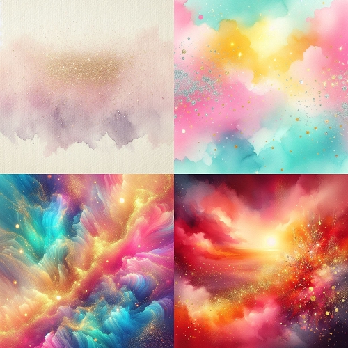Cosmic Watercolor Background Set – Dreamy Abstracts for Cards & Celebrations