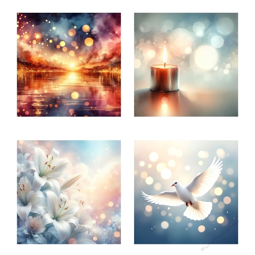 Peaceful Light & Floral Background Set – Spiritual Scenes for Sympathy & Communion Cards