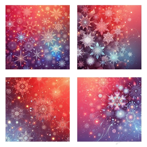 Snowflake Sparkle Background Set – Festive Winter Collage for Christmas & Greeting Cards