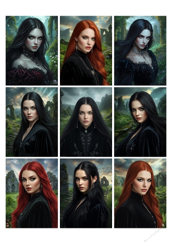 Mystical Irish Witch Portraits – A4 Collage for Fantasy Cardmaking & Mixed Media Crafts