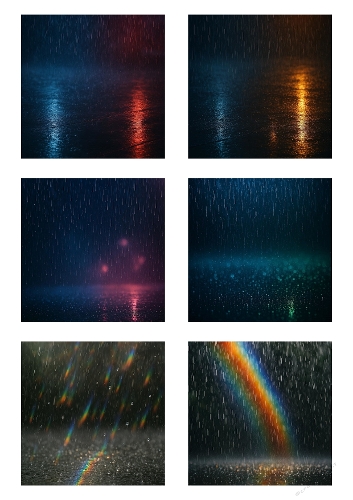 Rain & Light Reflections – A4 Collage for Atmospheric Cards & Urban Crafts