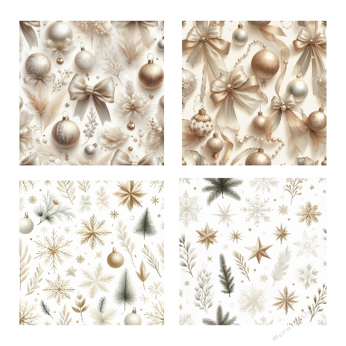 Elegant Christmas Ornament Backgrounds – A4 Collage for Holiday Cards & Festive Crafts