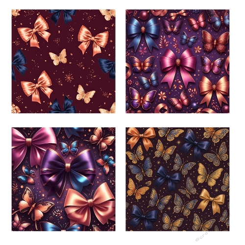 Luxury Bows & Butterflies – 2000x2000 Collage for Elegant Crafts & Digital Projects