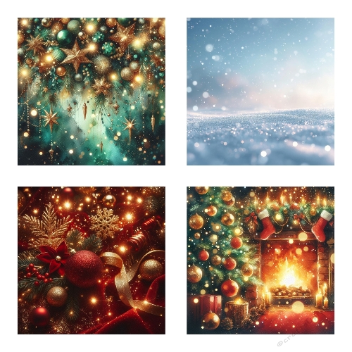 Festive Holiday Collage – 4 Panel (2000x2000 JPEG) for Christmas Crafts & Cozy Winter Designs