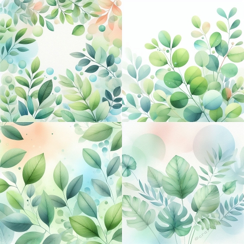 Botanical Whispers –  Watercolor Leaf Collage