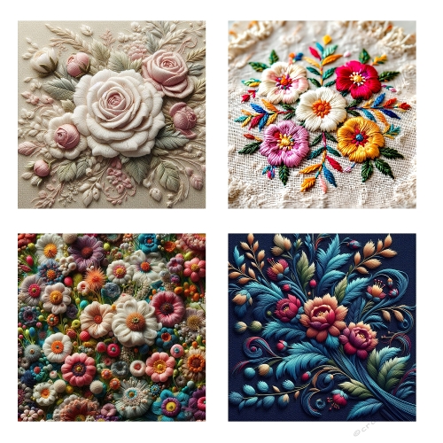 Floral Fusion – 4 Artistic Botanical Panels (2000x2000 JPEG Collage)