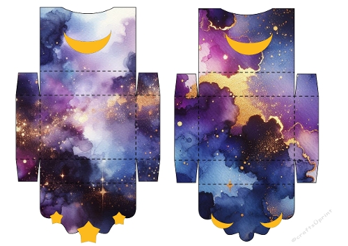 Galaxy Night Sky Envelopes – Moon & Stars Printable Template