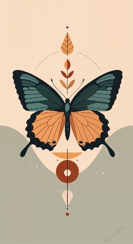 Sacred Wings – Butterfly & Geometric Botanical Art (1920x3520 JPEG)