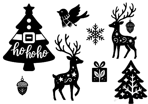 Whimsical Christmas Silhouette Cutting Files Kit