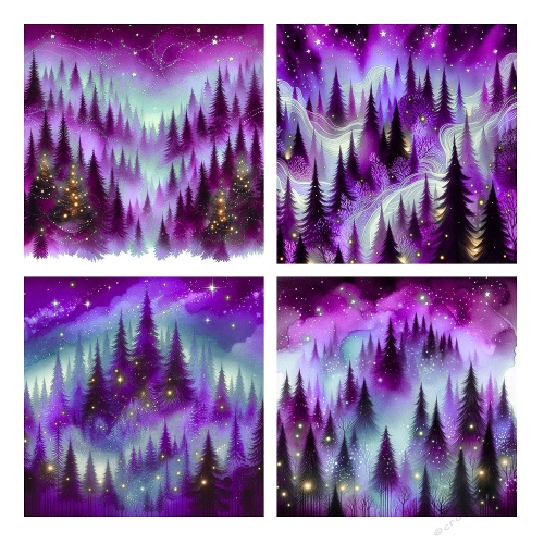 Dreamy Night Forest Collage