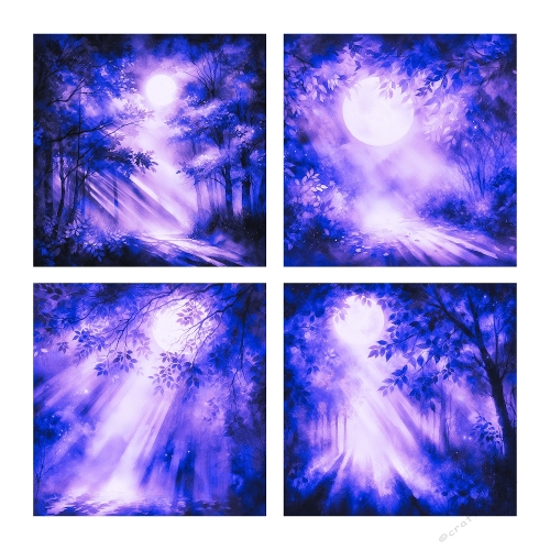 Moonlit Purple Forest Collage