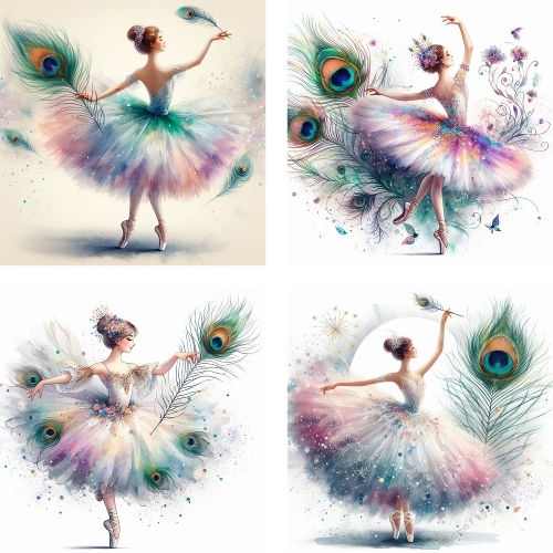 Fantasy Peacock Ballerina Collage